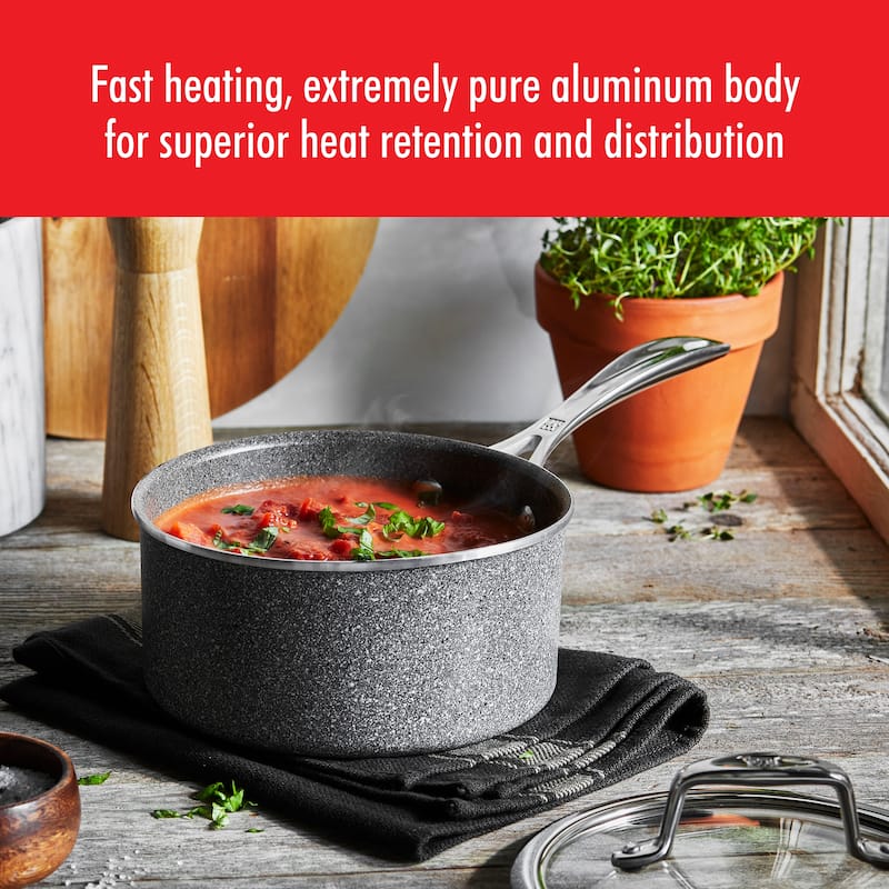 ZWILLING Vitale Aluminum Nonstick Saucepan with Lid - Gray
