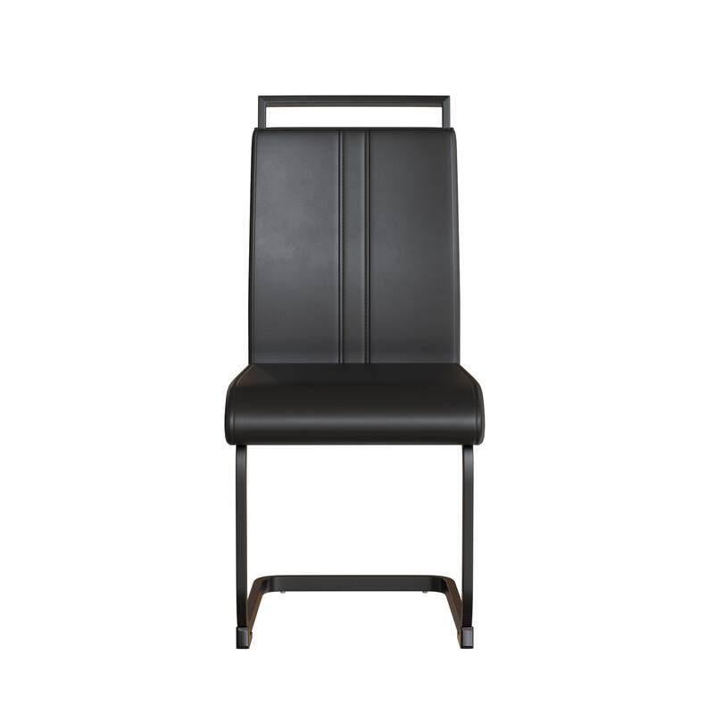 Dining Chairs,PU Faux Leather High Back Upholstered Side Chair with Black Metal Leg