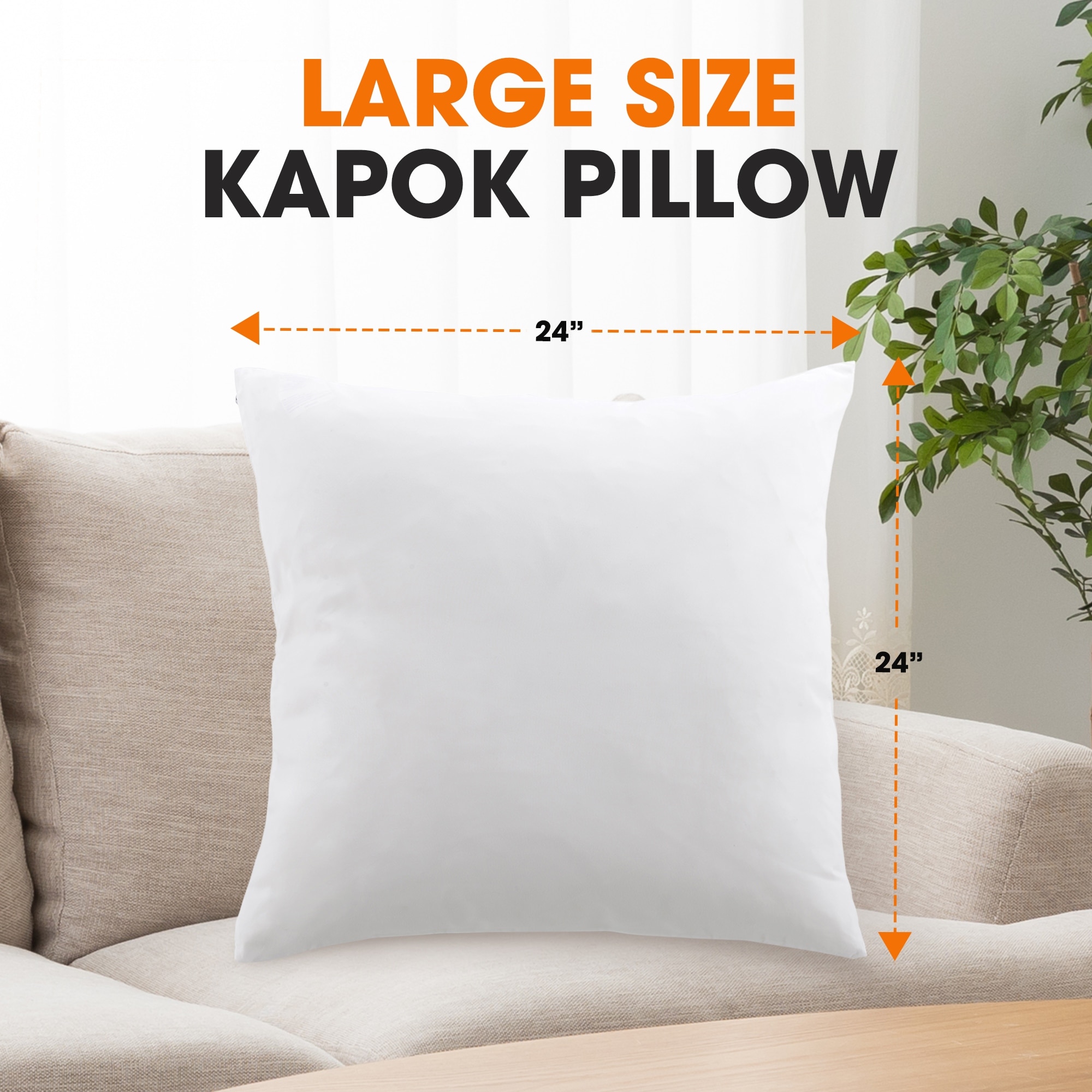 Cheer Collection Set of Natural Kapok Fiber Throw Pillows On