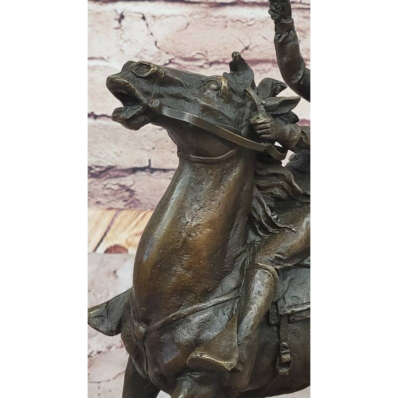 Galloping Cowboy With Revolver – Dynamic Bronze Western Sculpture Remington