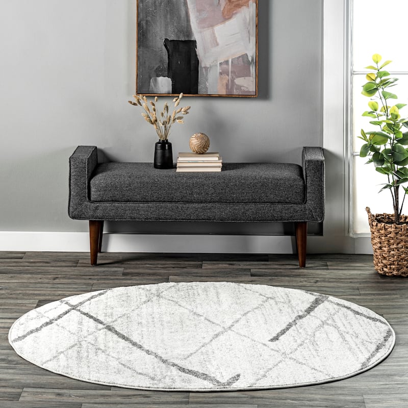 Nuloom Skylar Modern Abstract Area Rug - 4' Round - Grey