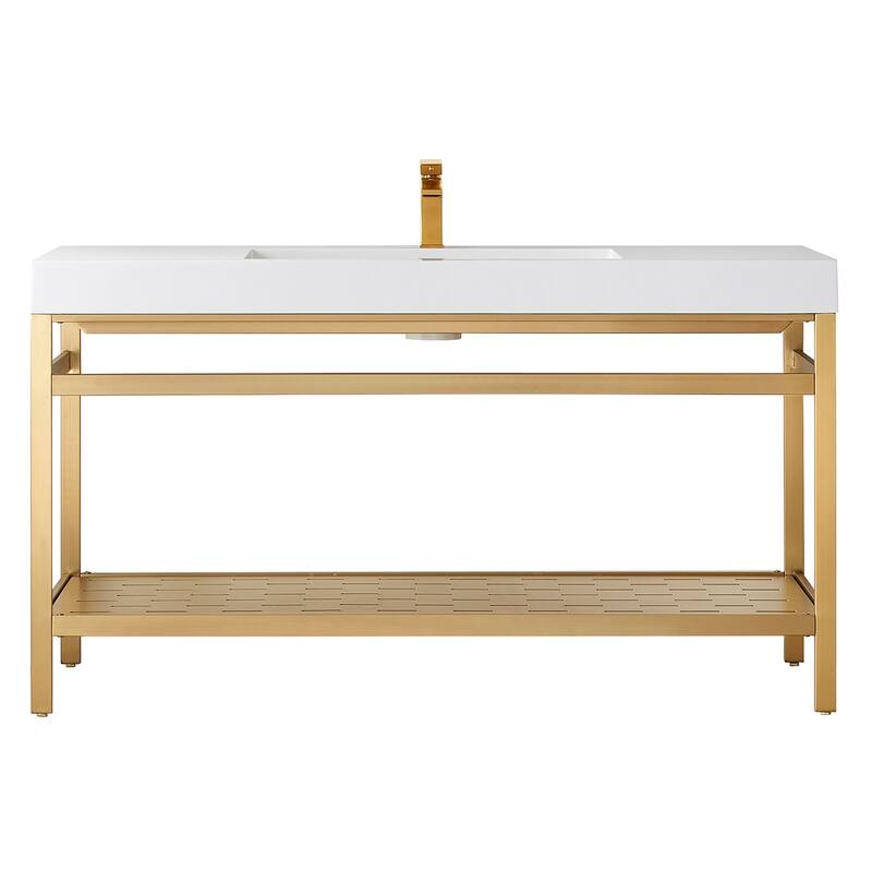 Ablitas 60" Single Vanity in Metal with Stone Sink Top