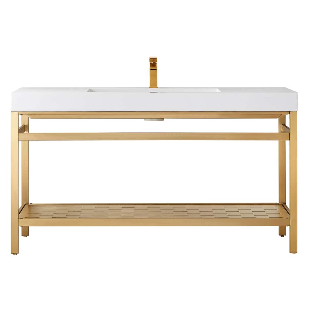 Ablitas 60" Single Vanity in Metal with Stone Sink Top