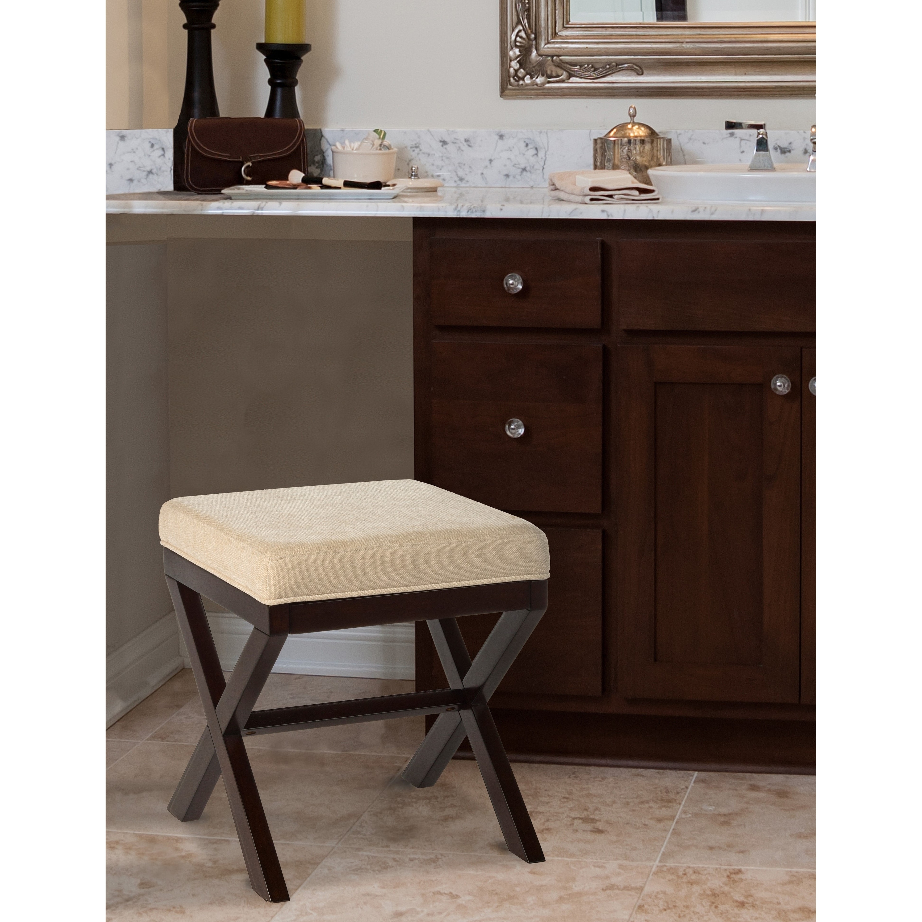 Hillsdale Morgan Upholstered Backless Vanity Stool