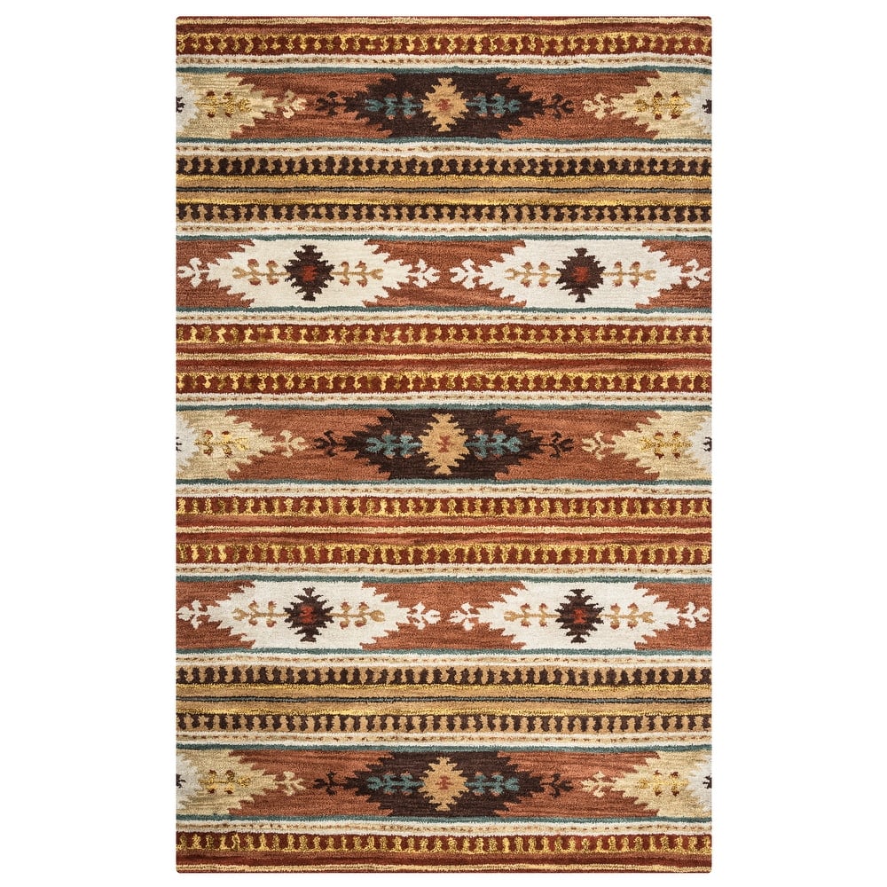 Alora Decor Ryder Rust, Tan, Ivory, and Grey Hand-tufted Wool Rug