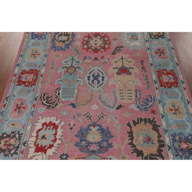 Pink Oushak Oriental Large Area Rug Handmade Wool Carpet - 9'6"x 13'9"
