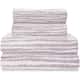 4-Piece Gray Stripe Cotton Bath Towels & Hand Towels Set, 2 Sizes - Bed ...