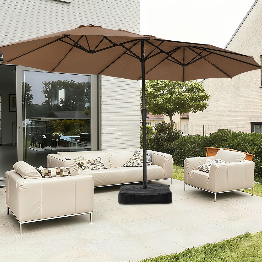 15 ft Outdoor Patio Umbrella with Base, Extra Large Umbrella with Crank