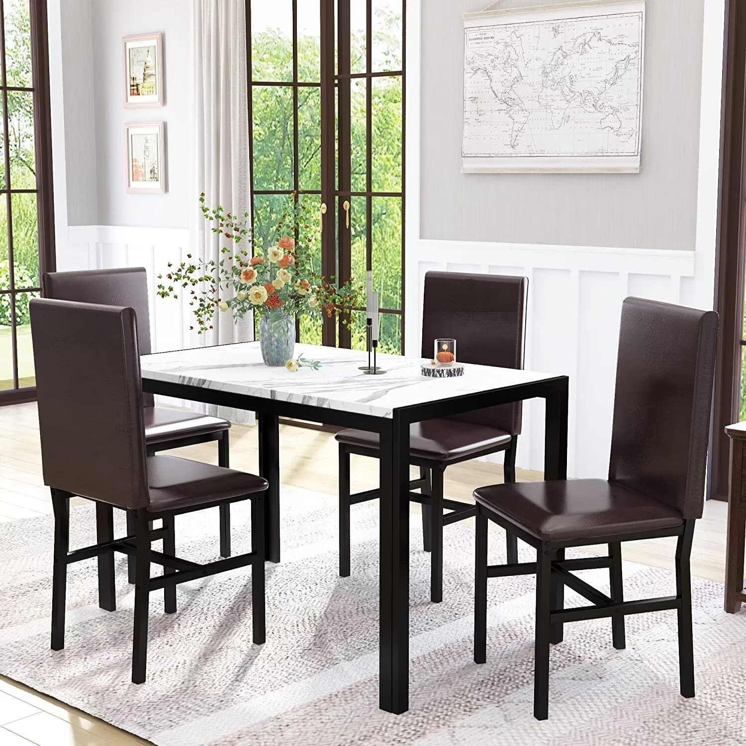 5 piece marble hotsell top dining set