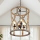 preview thumbnail 9 of 13, LALUZ Farmhouse 3-Light Wood Cage Lantern Chandelier Rustic Pendant for Kitchen Island Foyer