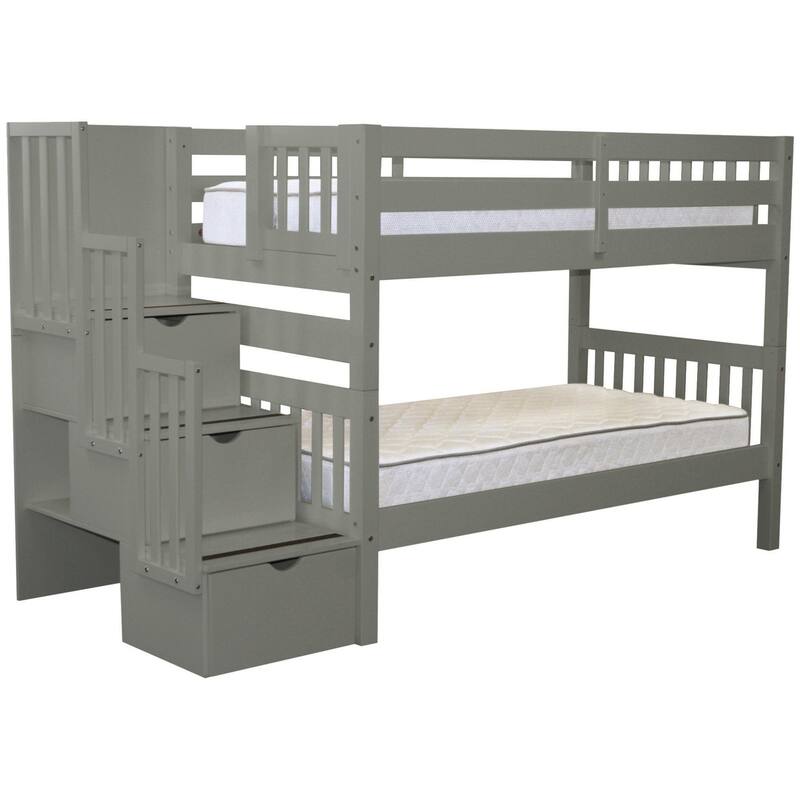 Taylor & Olive Trillium Twin over Twin Stairway Bunk Bed, 3 Steps