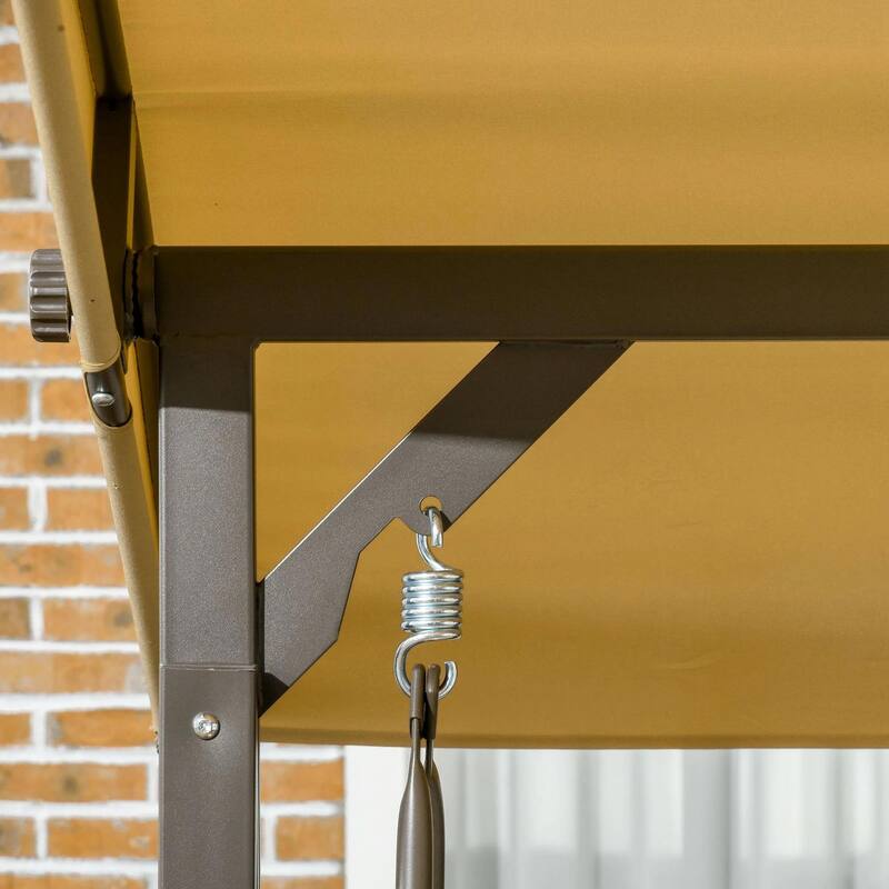 3-Seat Patio Swing, Cushion, Throw Pillows, Adjustable Canopy, Porch