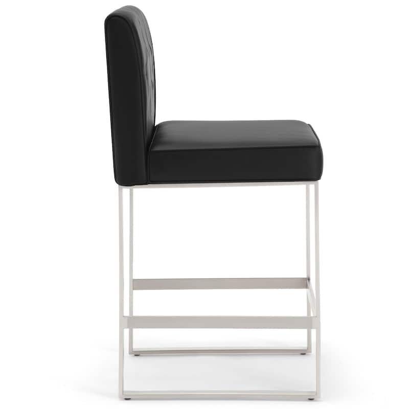 25" Faux Leather Upholstered Counter Height Bar Stools - 36.6"H x 18.9"W x 20.3"D