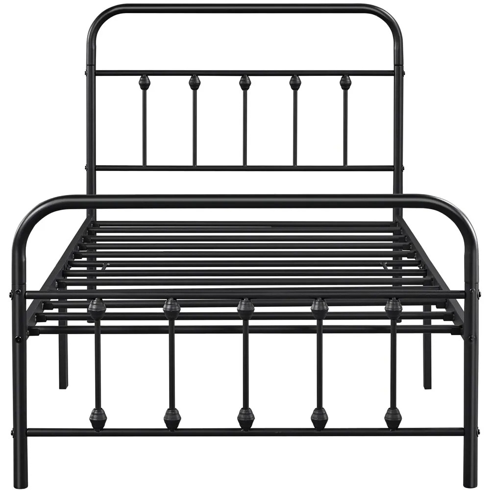Twin Metal Bed Frame w/ Headboard No Box Spring Victorian