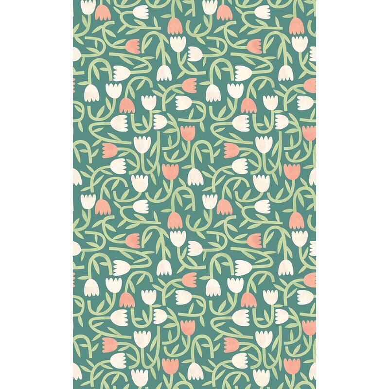 Aino Green Tiny Tulip Wallpaper