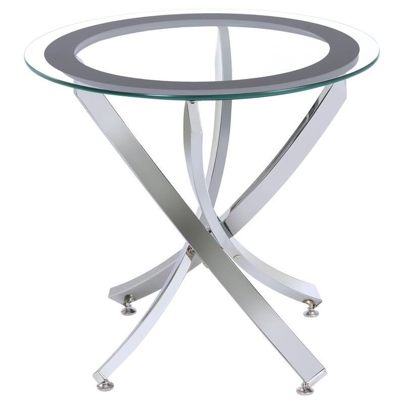 Brooke Round Glass Top Side End Table Metal Base - Chrome