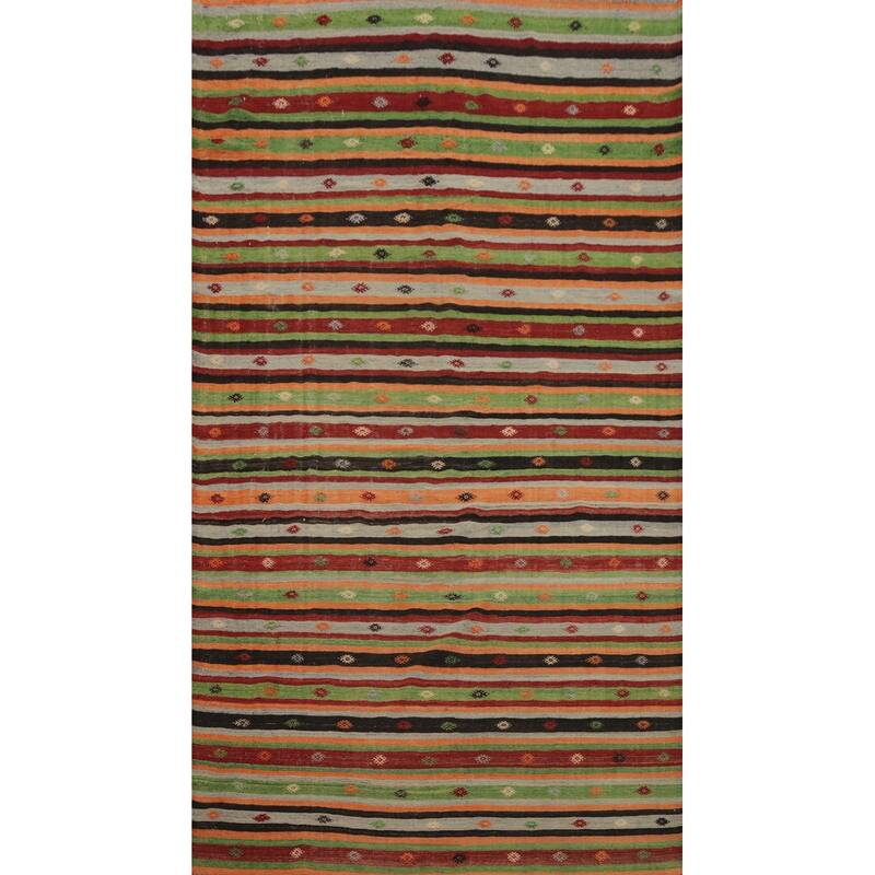 Hand Woven Oriental 100% Wool Carpet Southwestern Tribal Multi-Colored Kilim Area Rug - 10' 6'' X 6' 3''