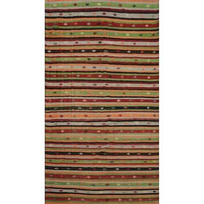 Hand Woven Oriental 100% Wool Carpet Southwestern Tribal Multi-Colored Kilim Area Rug - 10' 6'' X 6' 3''