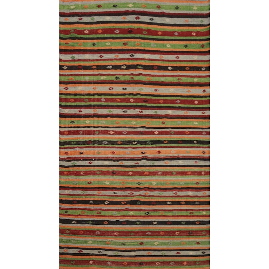 Hand Woven Oriental 100% Wool Carpet Southwestern Tribal Multi-Colored Kilim Area Rug - 10' 6'' X 6' 3''