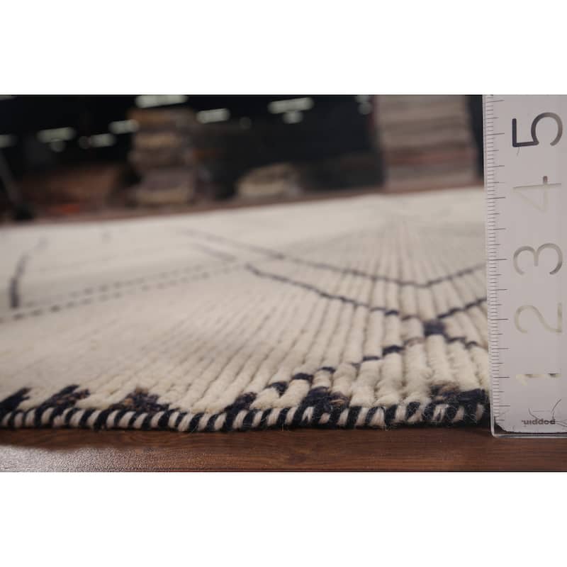 Trellis Moroccan Earth Tone Area Rug Hand-Knotted Wool Carpet - 7'9"x 10'11"