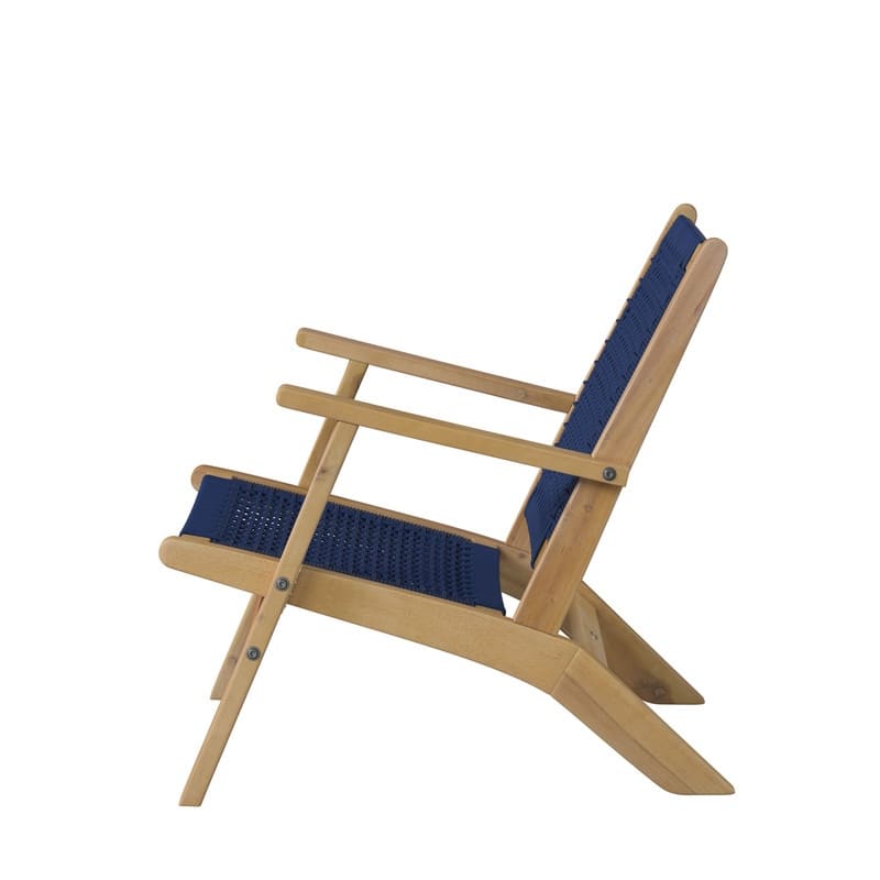Vega Natural Stain Outdoor Chair in Navy Blue Cording
