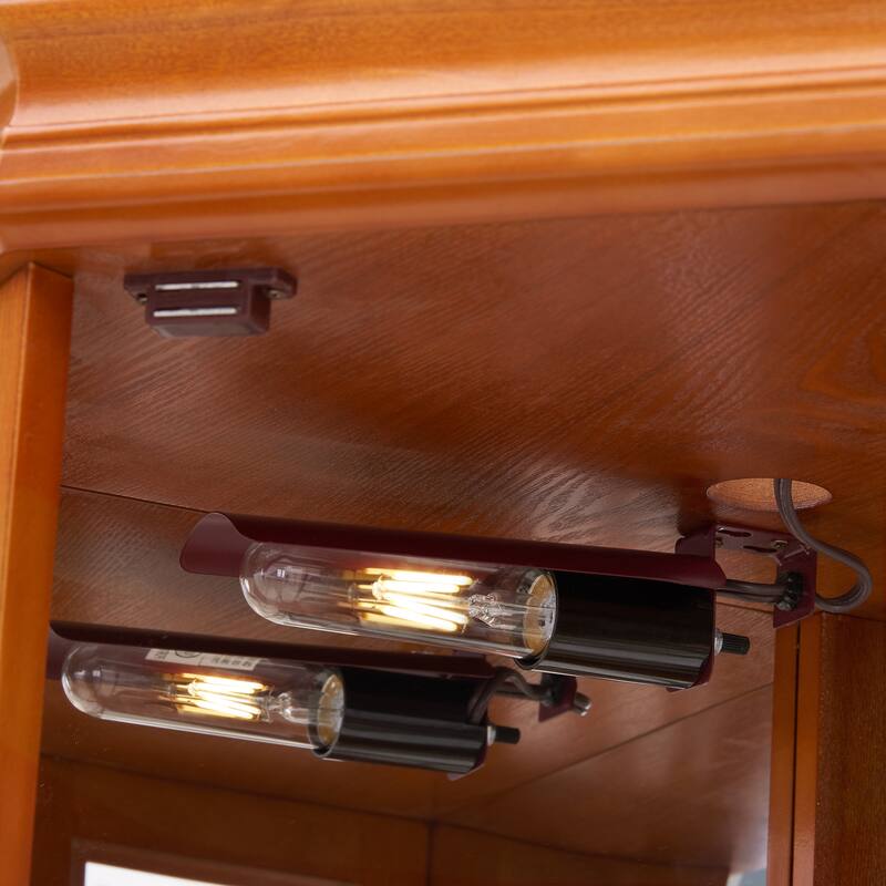 Lighted Curio Display Cabinet, China Cabinet with Tempered Glass Doors & Adjustable Shelves, Freestanding Glass Display Case