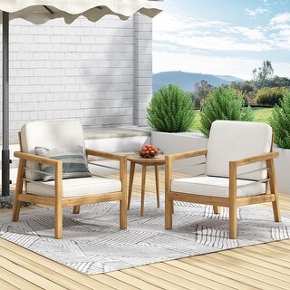 Verdugo Outdoor Outdoor Acacia Wood Club Chairs with Cushions (Set of 2) by Christopher Knight Home