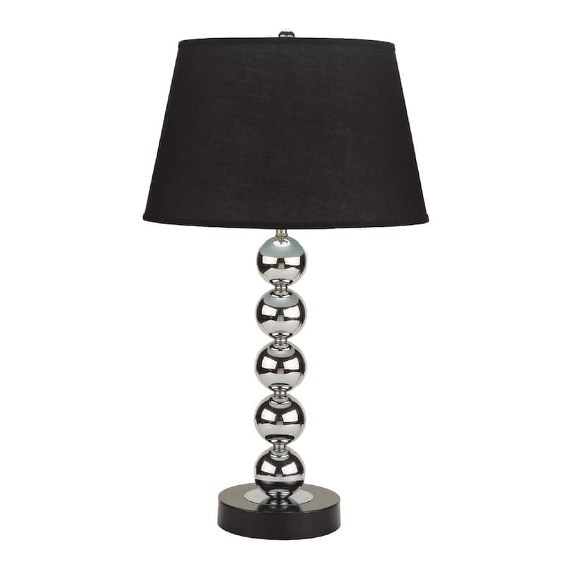2pc Modern Sleek Table Lamp Reflective Spheres Catch the Eye Black Silver