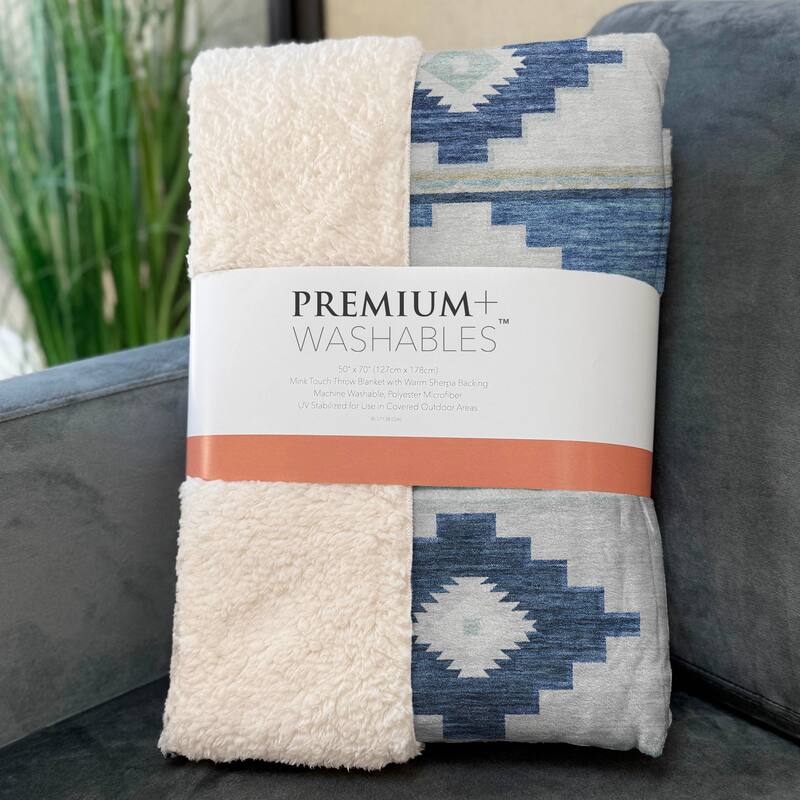Premium Machine Washable ASB176 Boho Global Sherpa Throw Blanket