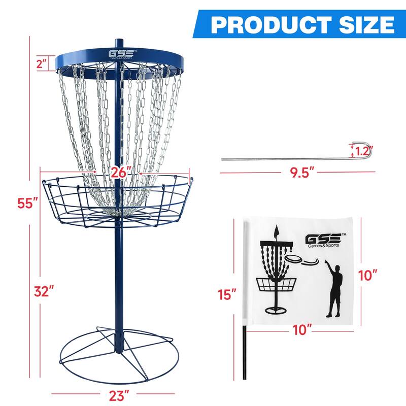 GSE™ Professional Portable 24-Chain Disc Golf Targets Basket, PRO Disc Golf Practice Goal Baskets