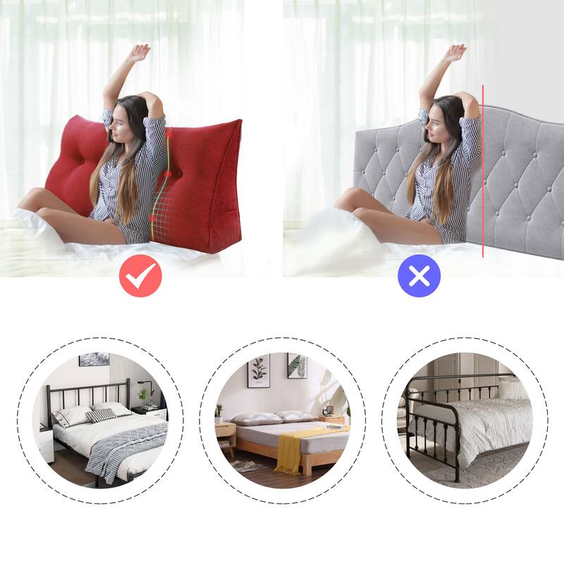 WOWMAX Large Reading Wedge Headboard Pillow for Bed Rest Back Support