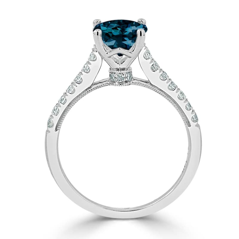 Auriya 1 1/2ct Fancy Oval London Blue Topaz and Diamond Engagement Ring 1/4ctw 14k Gold
