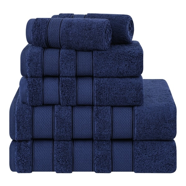 American Soft Linen Salem Collection Turkish Cotton 6 Piece Towel Set - Navy Blue