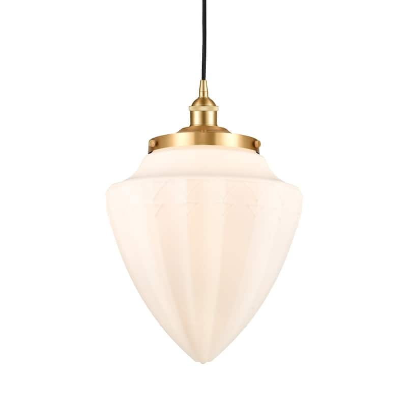 Innovations Lighting 616-1PH-17-12 Bullet Pendant Bullet 12" Wide - Satin Gold / Matte White