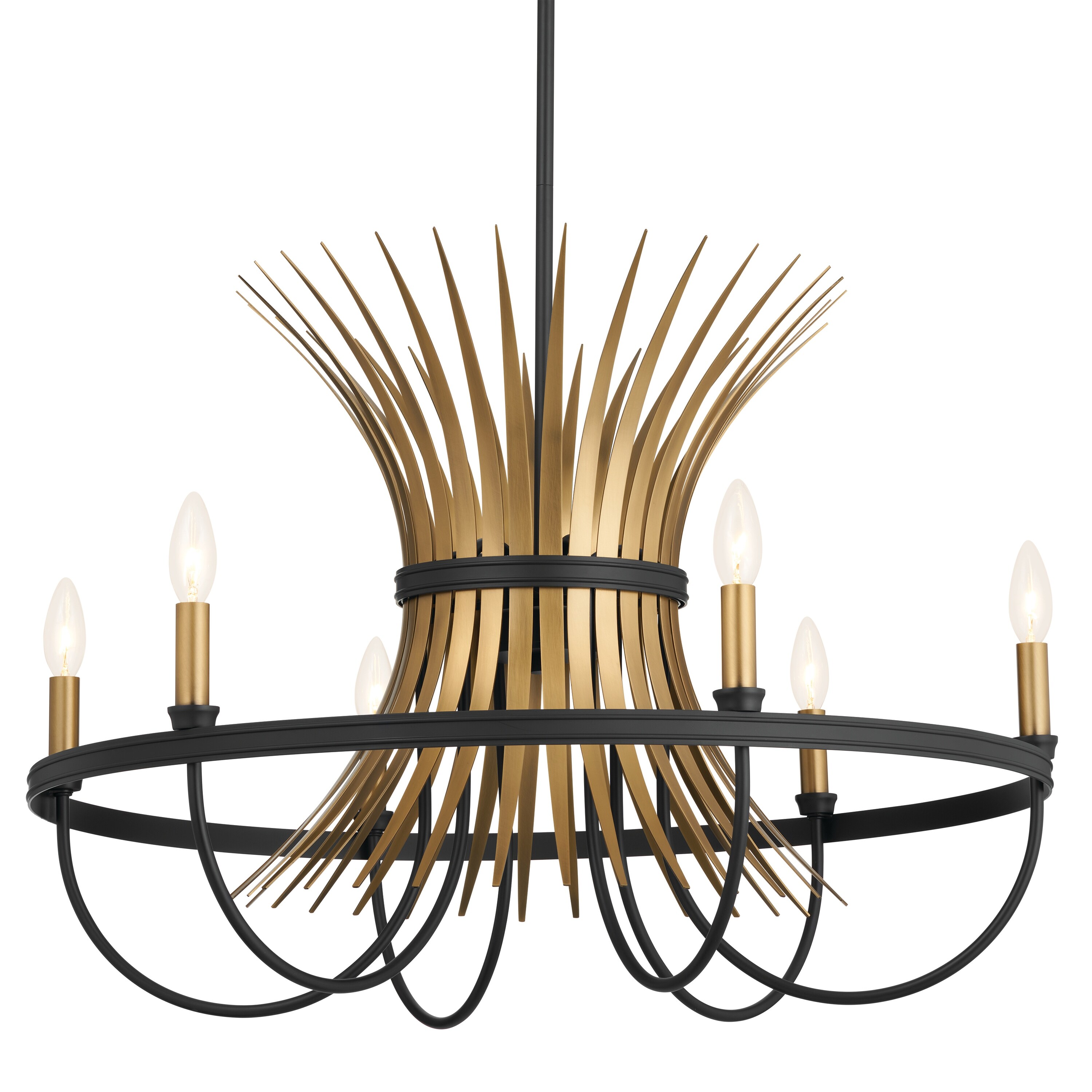 KICHLER Fira 14 in. 1-Light Natural Brass and Black Vintage Shaded