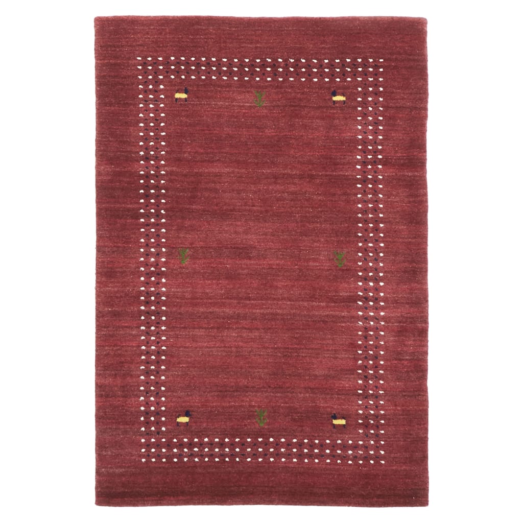 ECARPETGALLERY Hand Loomed Kashkuli Gabbeh Burgundy Wool Rug - 3'2 x 4'9