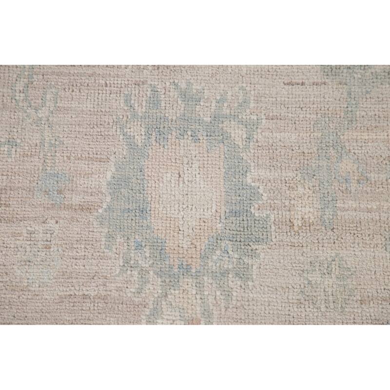 Hand Knotted Oriental 100% Wool Carpet Transitional All-Over Beige & Ivories Oushak Runner Rug - 7' 11'' X 3' 3''