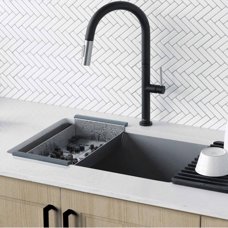 Single Handle Pull-Down Sprayer Kitchen Faucet K-141 - Height: 17.25" Spout H: 9" Spout R: 9"