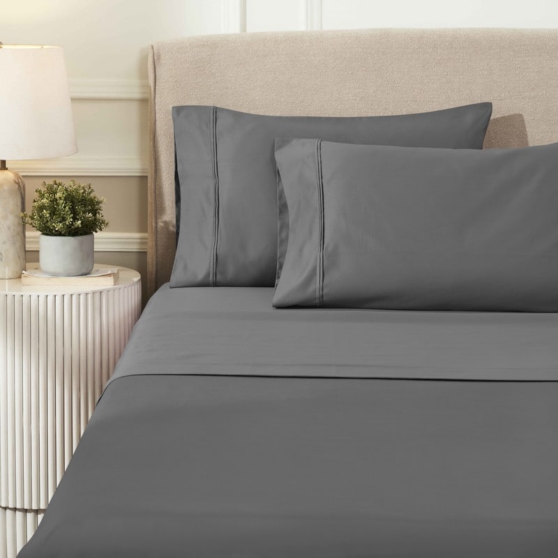 Superior 100% Certified 1200 Thread Count Egyptian Cotton Sheet Set – Luxury Sateen Weave, Deep Pocket with Pintuck Tuxedo Hem