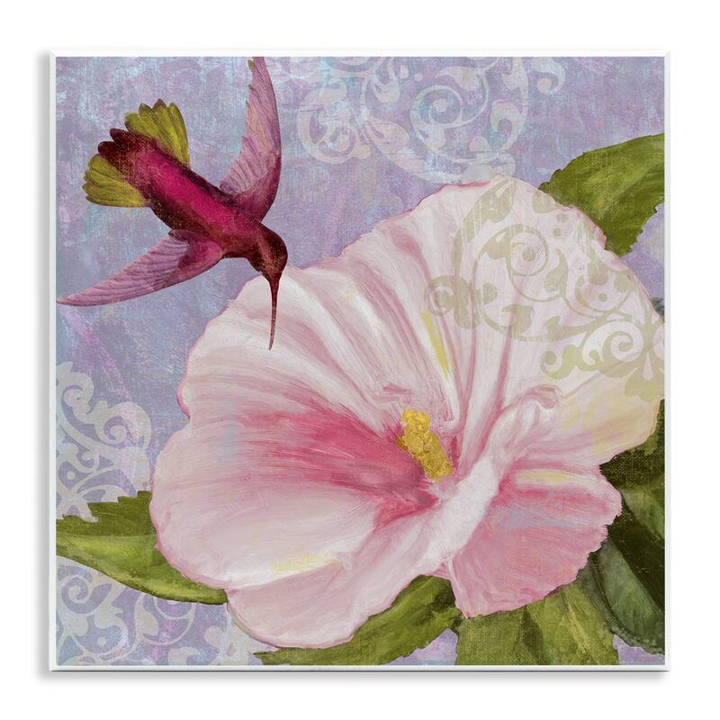 Stupell Hummingbird with White Flower Wall Plaque Art Design By Sasha - 12 x 12