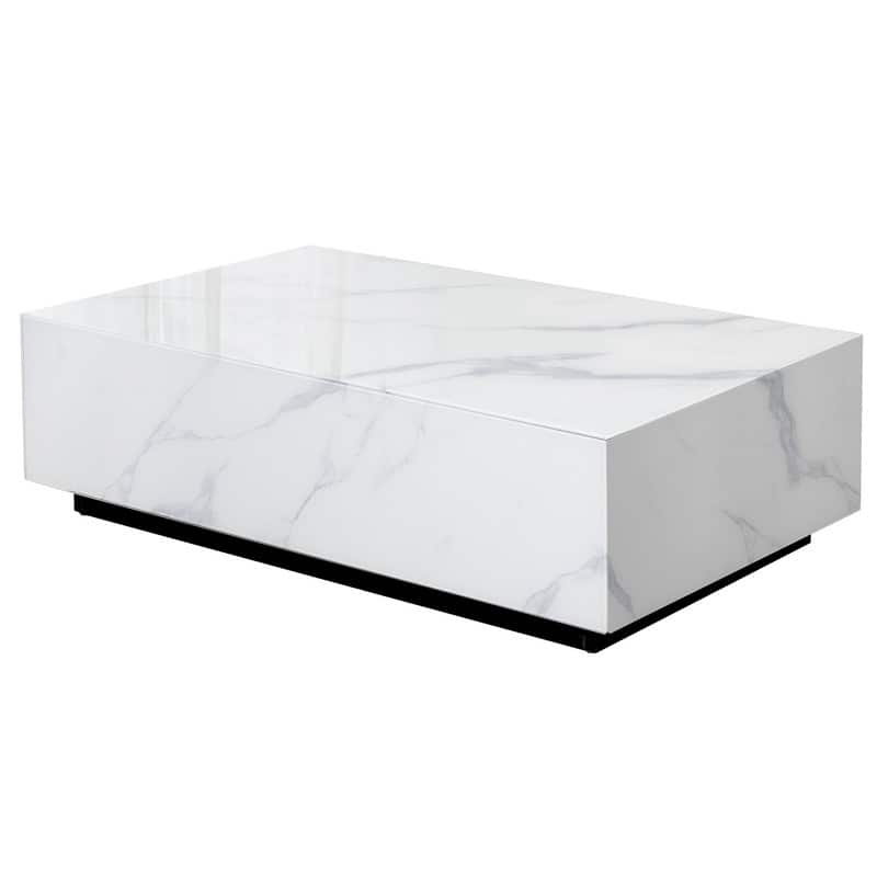 Faux Marble Solid Block Rectangular Coffee Table