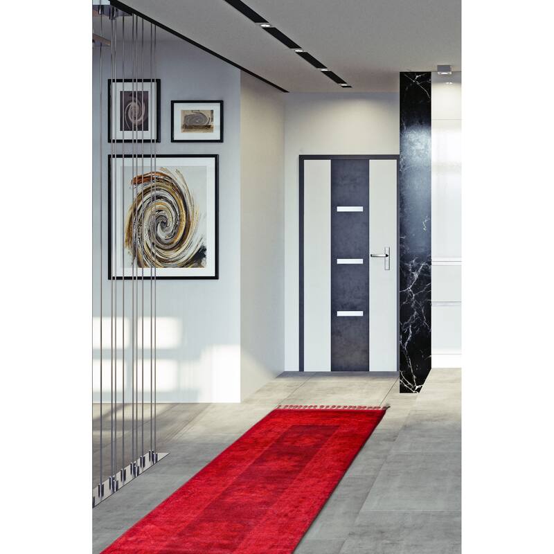 ECARPETGALLERY Hand-knotted Color Transition Red Wool Rug - 2'8 x 9'11