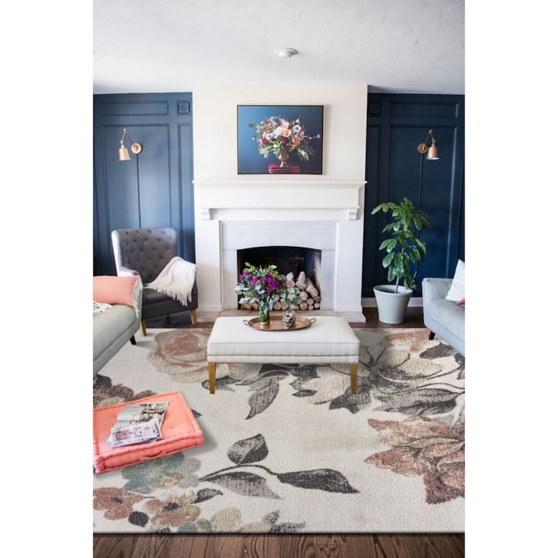 Sevita Multi/Gray/Pink Floral Botanical Area Rug
