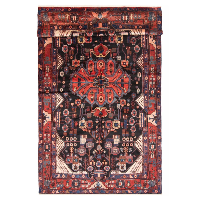 ECARPETGALLERY Hand-knotted Anatolian Vintage Navy Wool Rug - 4'8 x 10'6