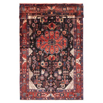 ECARPETGALLERY Hand-knotted Anatolian Vintage Navy Wool Rug - 4'8 x 10'6