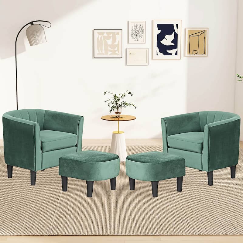 Costway Barrel Chair with Ottoman Footrest Curved Backrest Armrests - See Details
