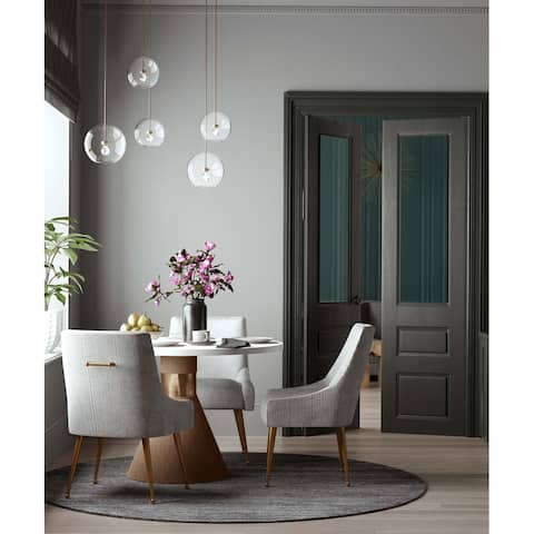 Silver Orchid Chester Pleated Light Grey Velvet Side Chair - N/A