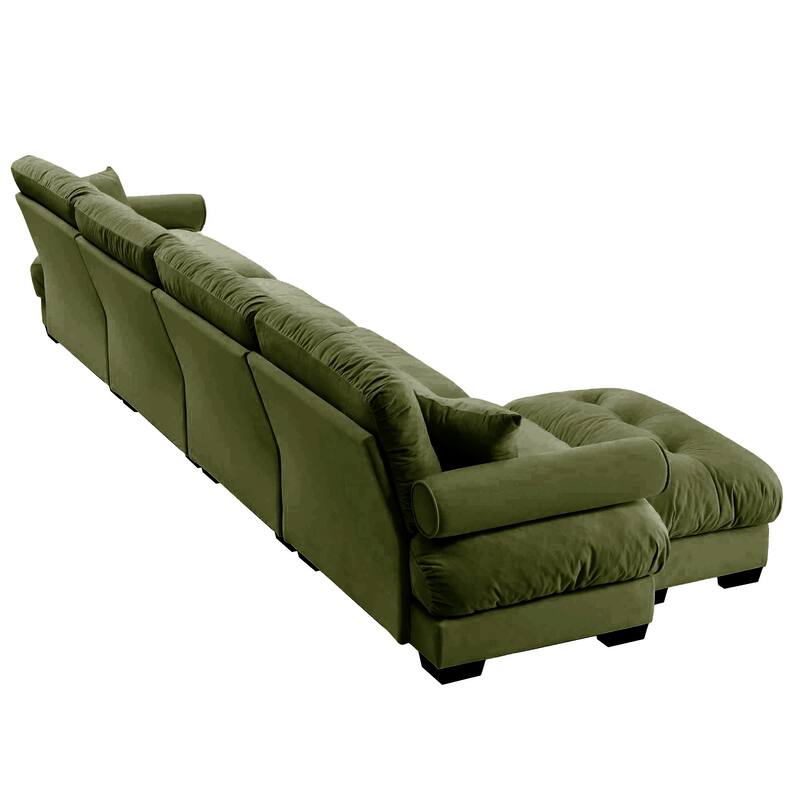 L Shaped Modular Sofa Convertible Deep Seat Sectional Couch w/Ottoman