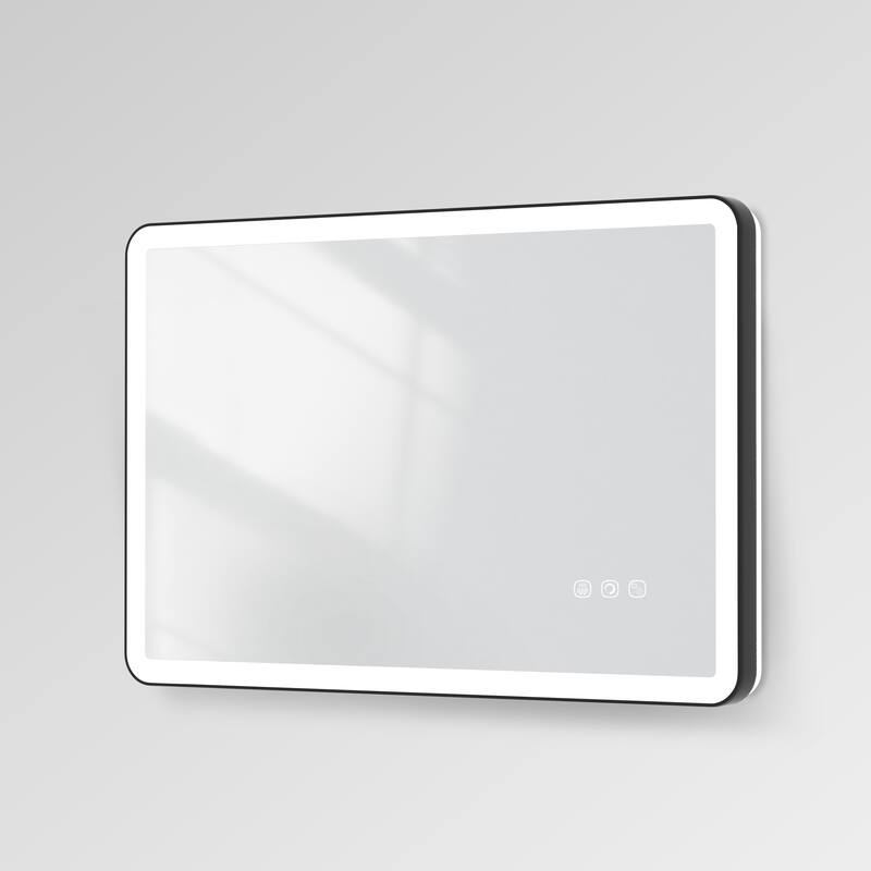 QuivaraView Luxury Aluminum Black Micro-arc Framed bathroom Vanity Wall Mounted LED lighted Mirror