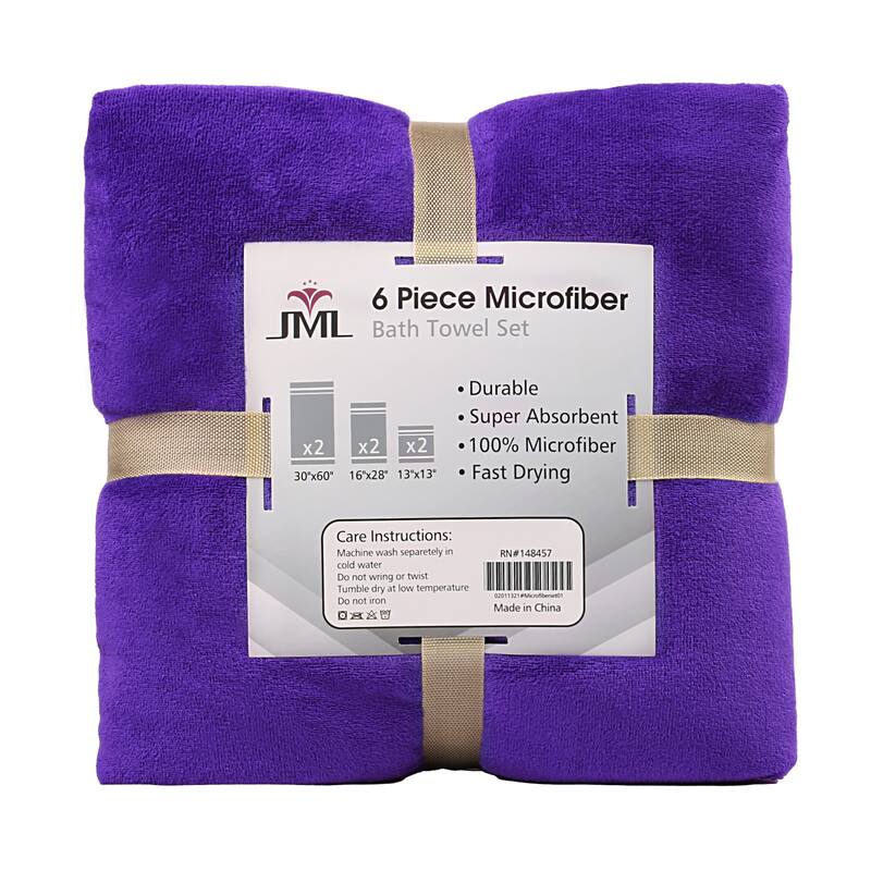 6-Piece Towel Set（2 bath towels + 2 hand towels+ 2 washcloths）